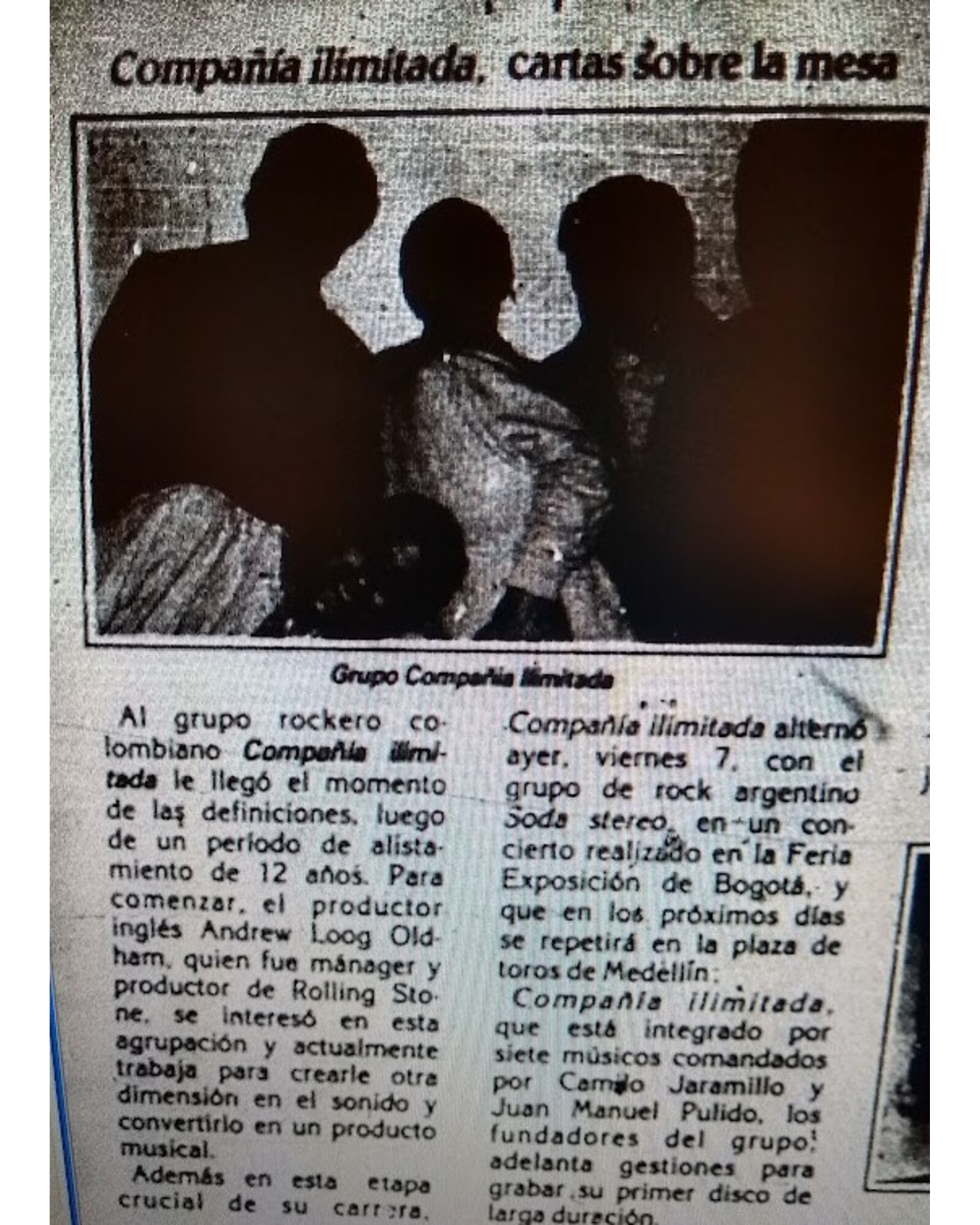 Compañía Ilimitada, cartas sobre la mesa