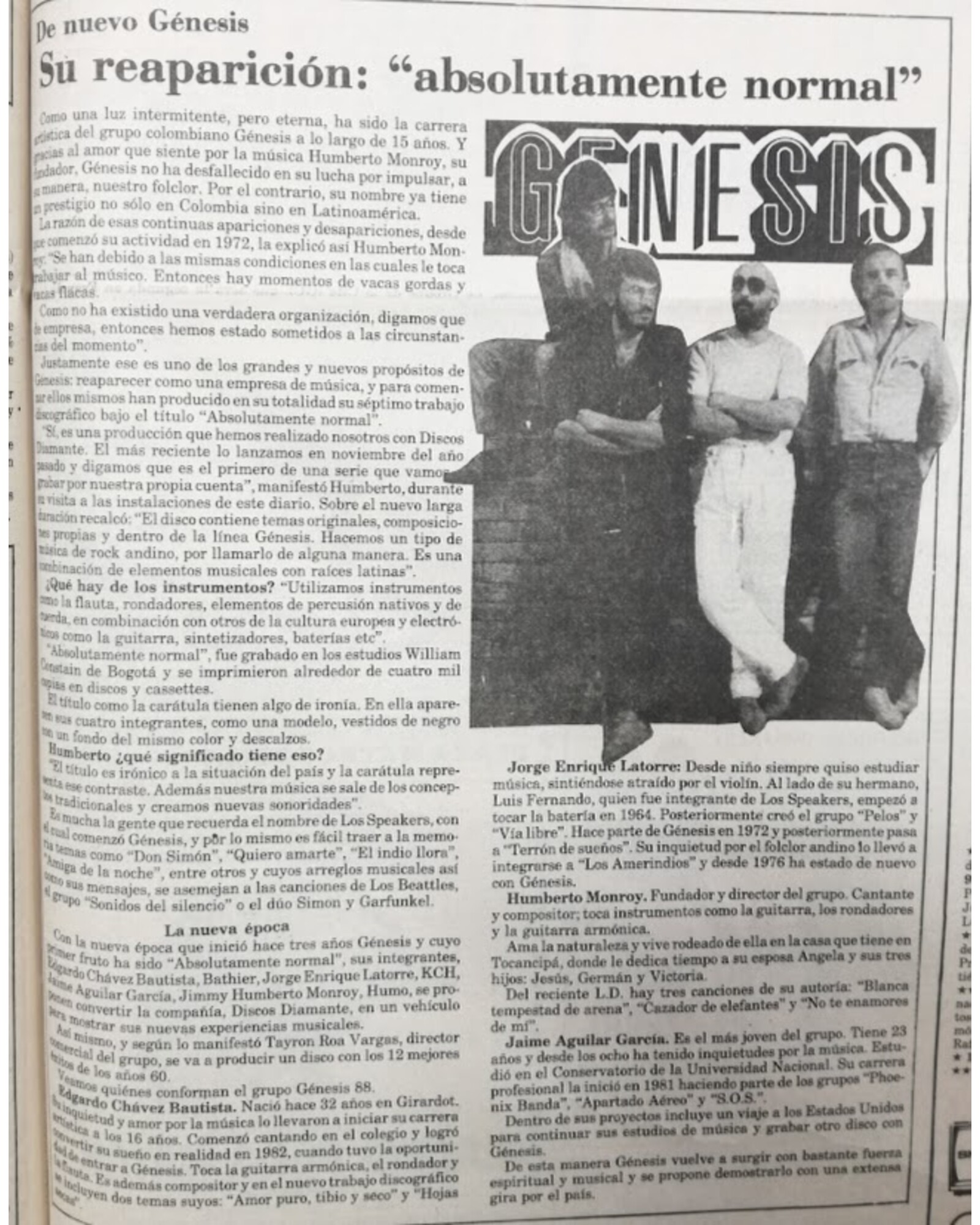 De nuevo Génesis: “absolutamente normal”