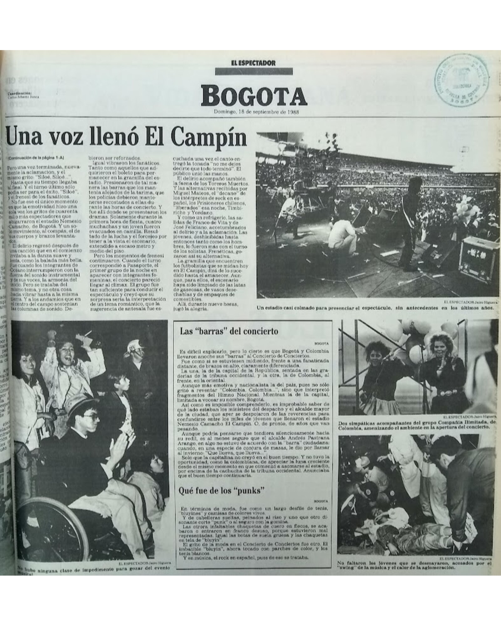 Una sola voz llenó El Campín