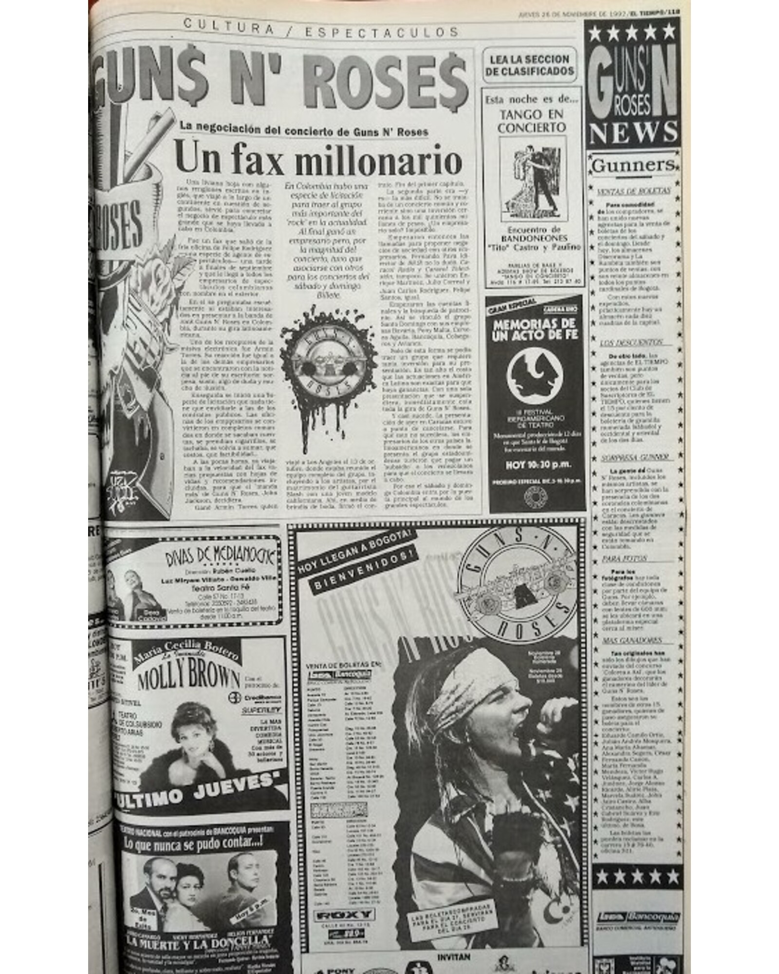GUN$ N´ ROSES. Un fax millonario
