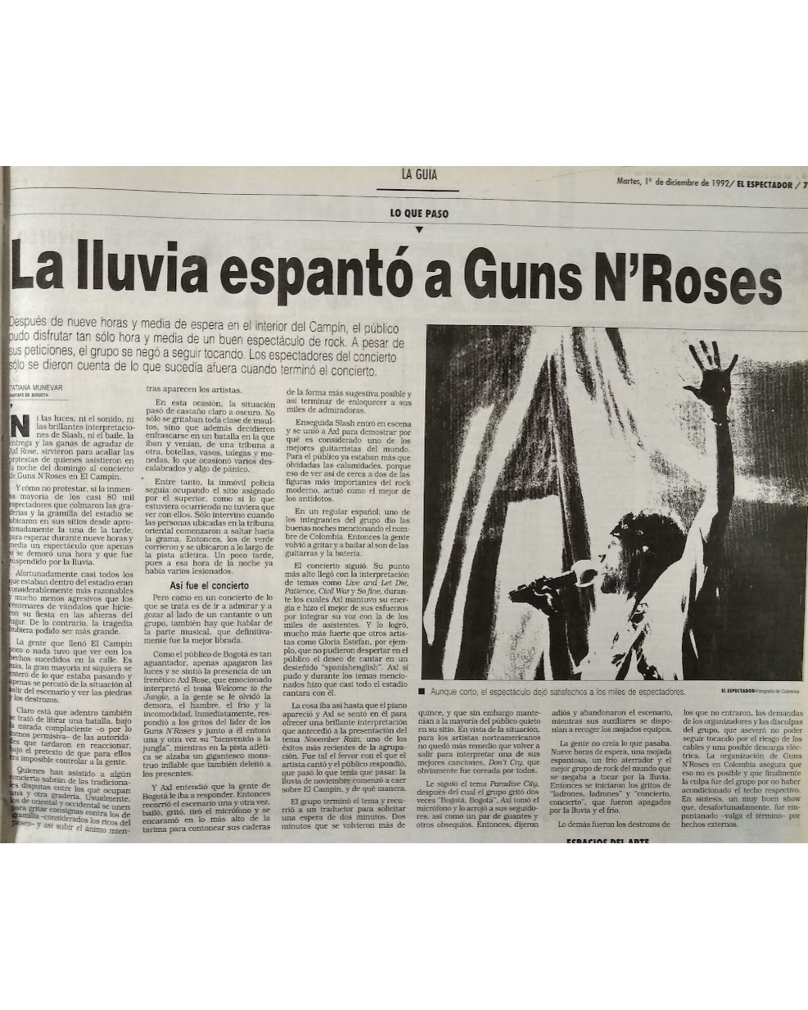 La lluvia espantó a Guns N’ Roses