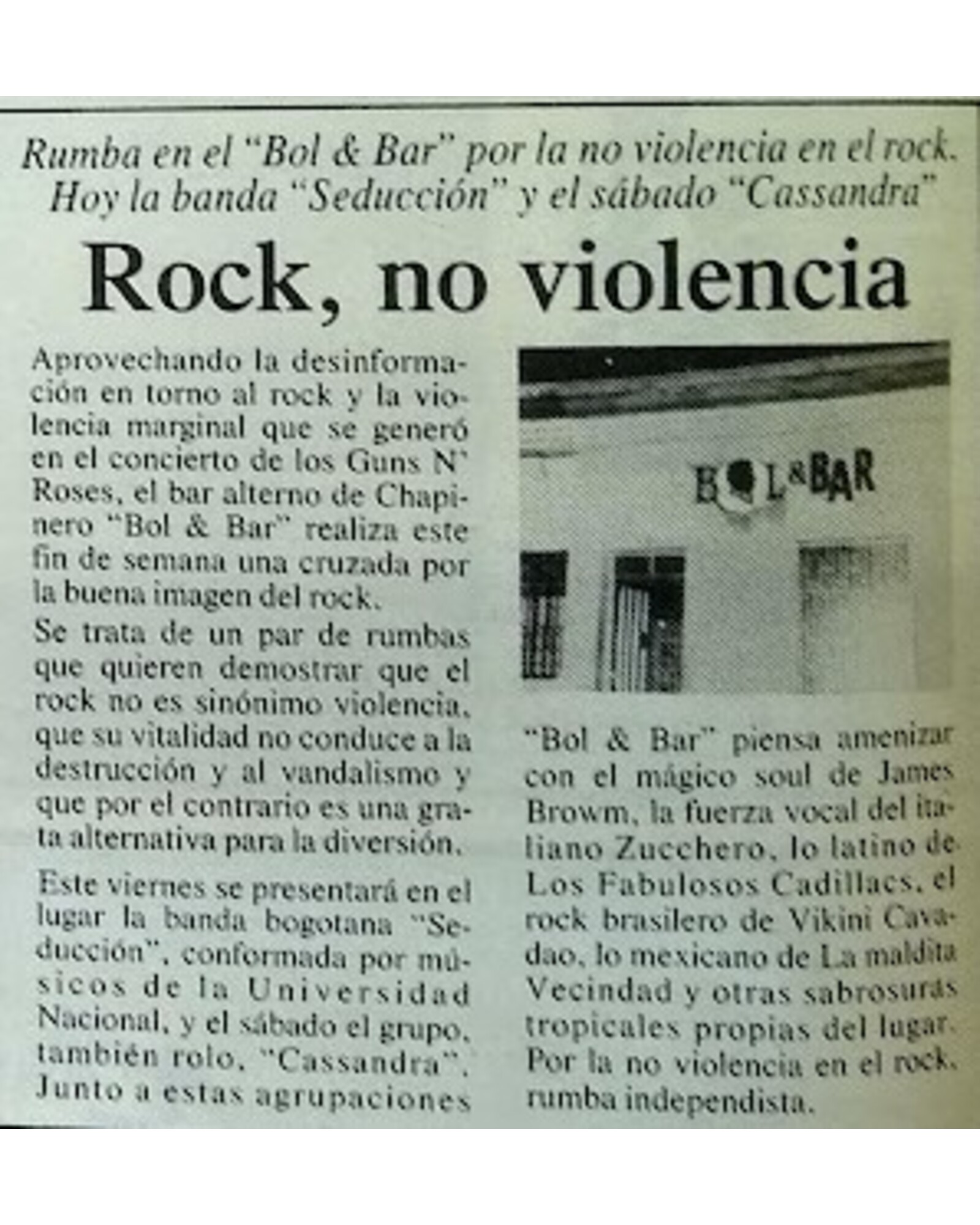 Rock, no violencia