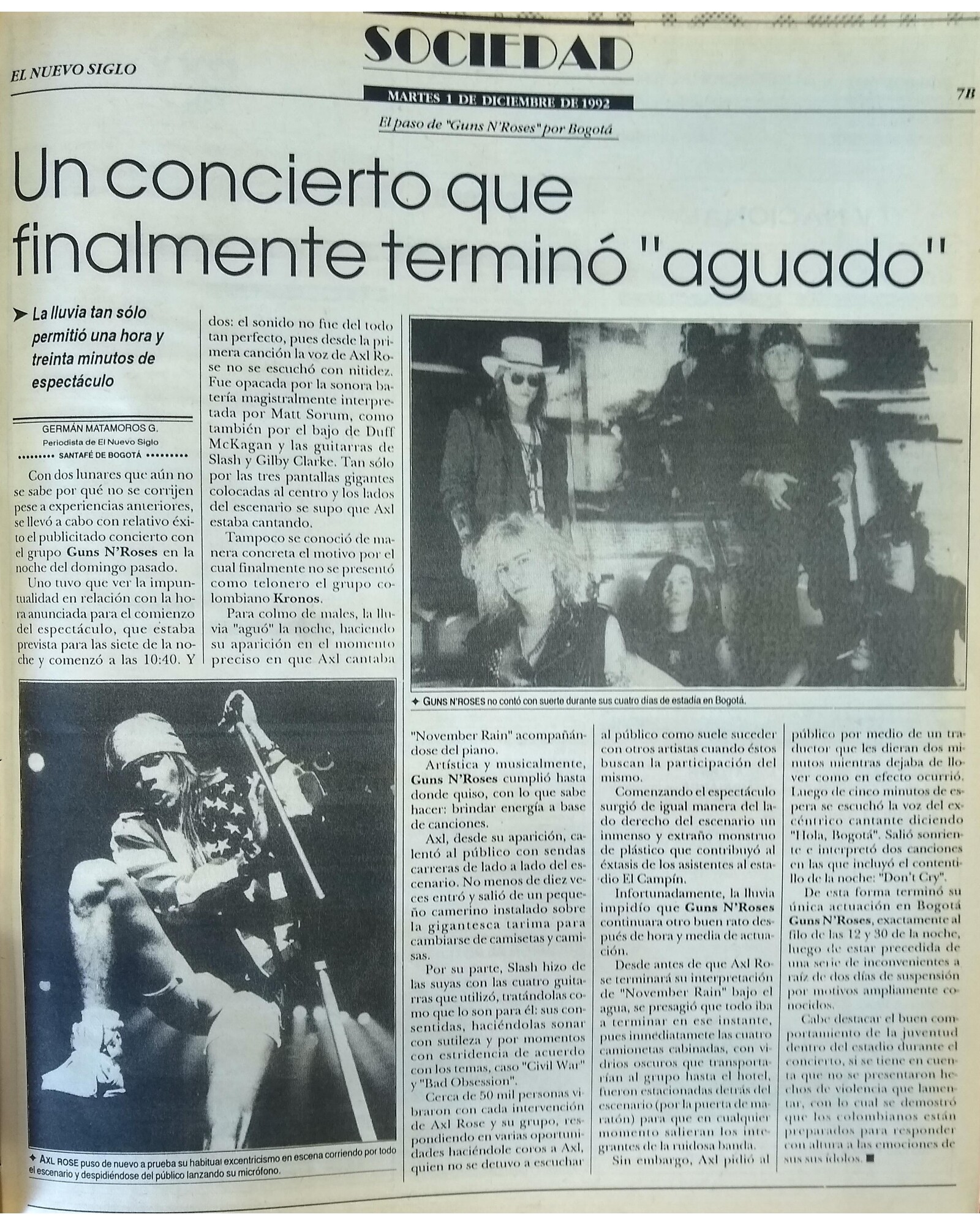Un concierto que finalmente terminó "aguado"