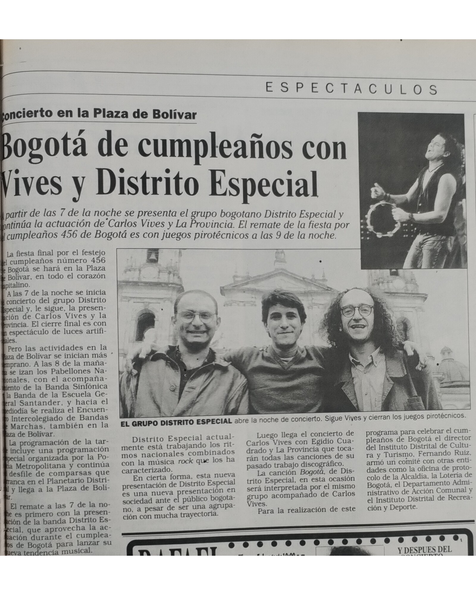 Bogotá de cumpleaños con Vives y Distrito Especial