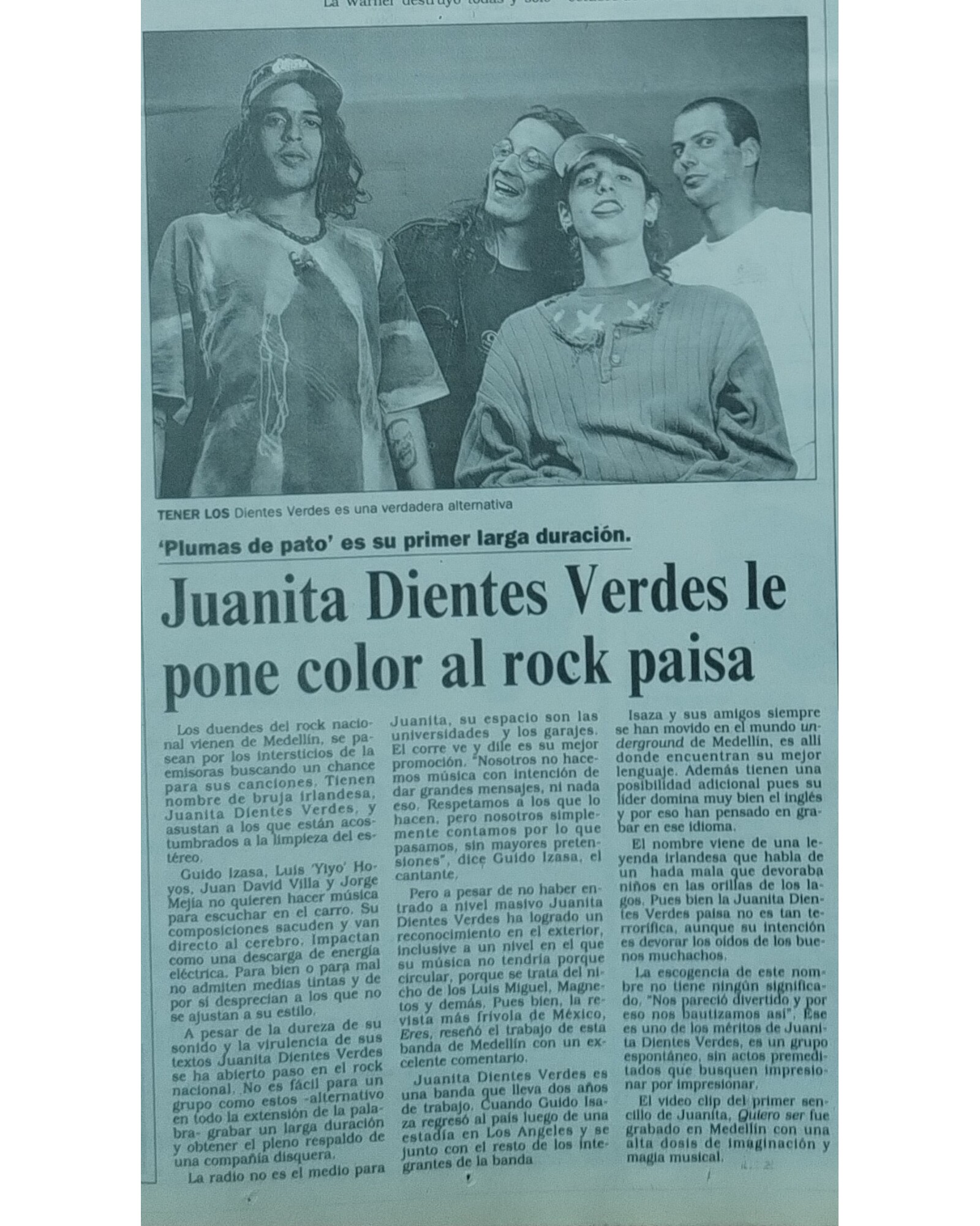 Juanita Dientes Verdes le pone color al rock paisa