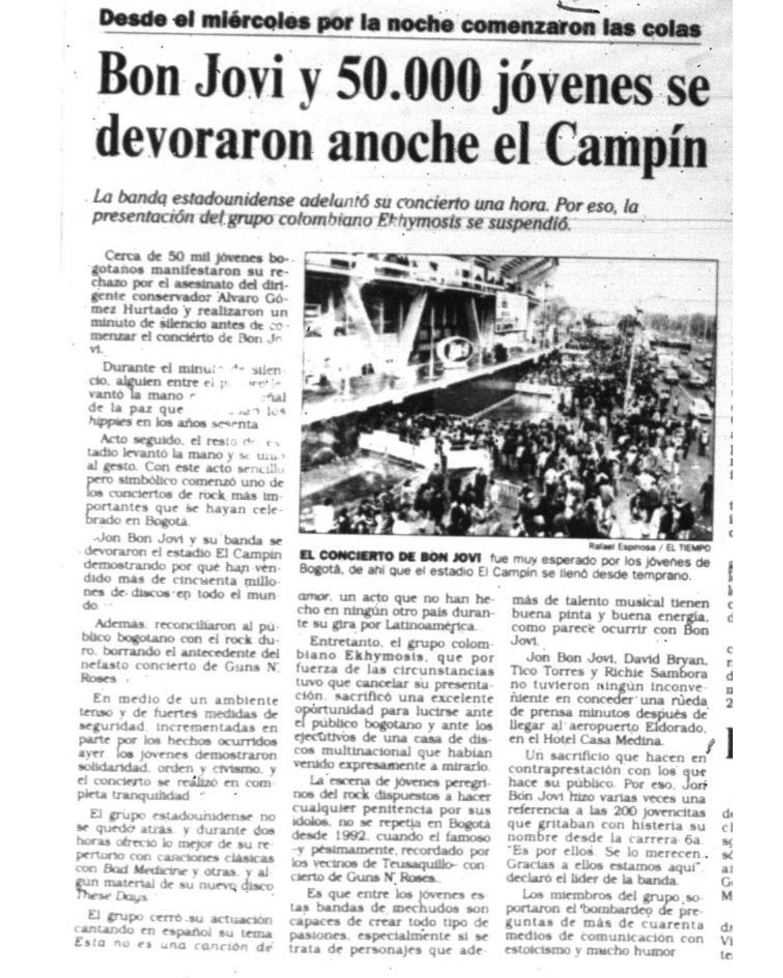 Bon Jovi y 50.000 Jóvenes se Devoraron Anoche el Campín