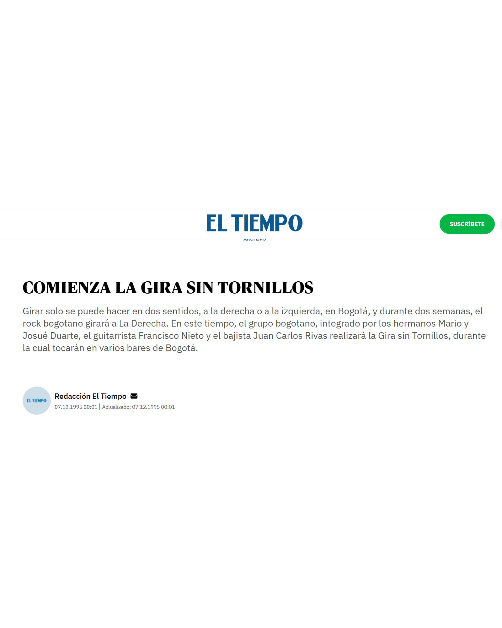 Comienza la Gira sin Tornillo